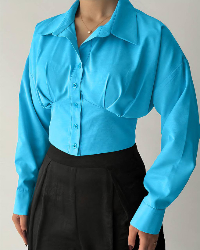 کراپ شومیز آبی