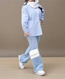 مانتو پیراهنی پشت چاک آبی راه راه