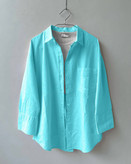 شومیز مانتویی آبی فیروزه ای