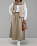 ست جلیقه دامن خاکی