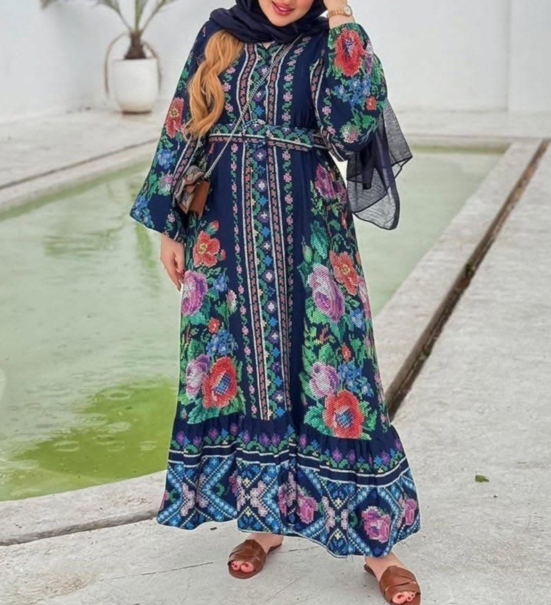 مانتو پیراهنی طرحدار سرمه ای